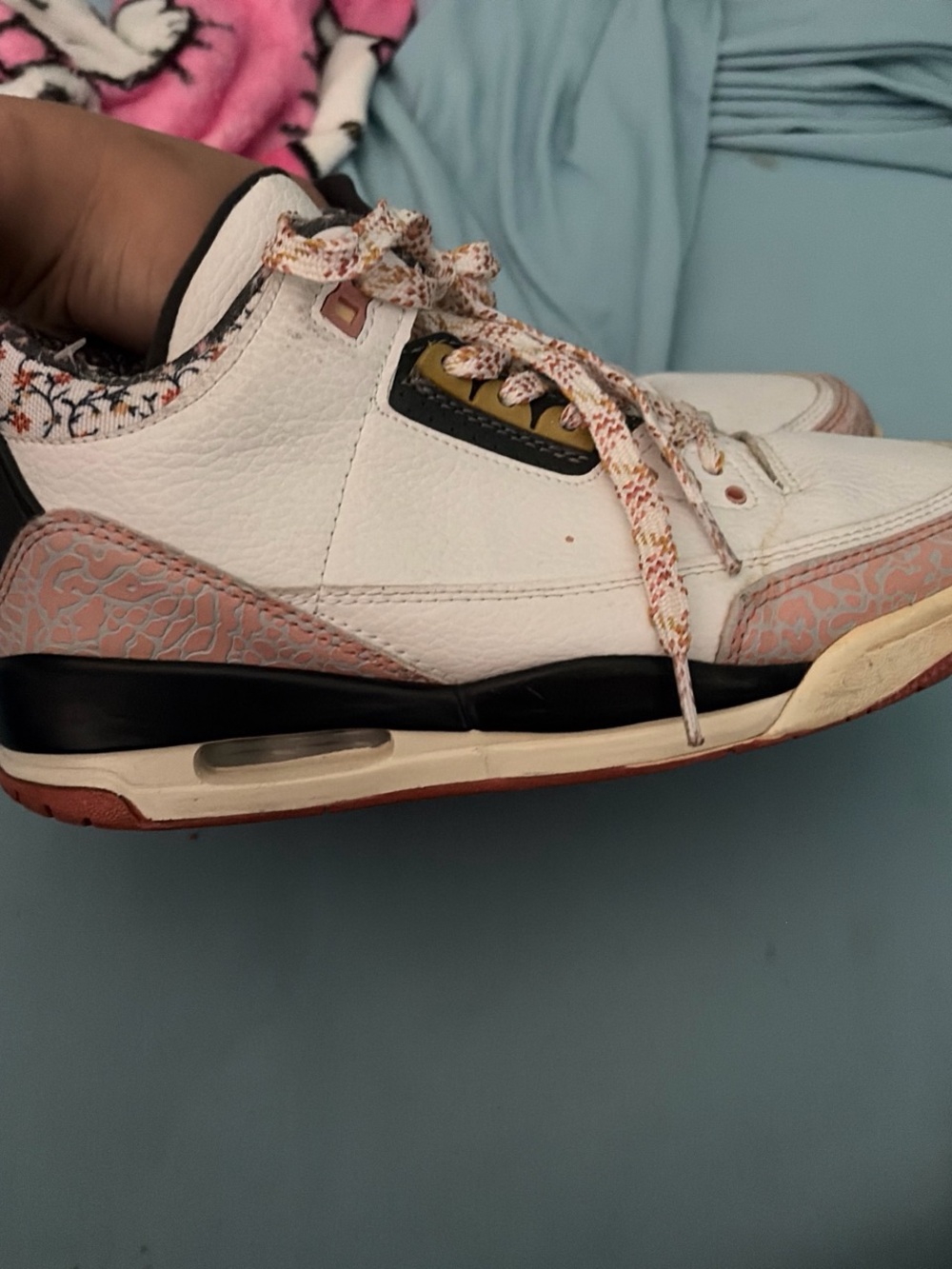 Nike Air Jordan Sneakers in Black, Pink & Cream - Picture 2 of 4